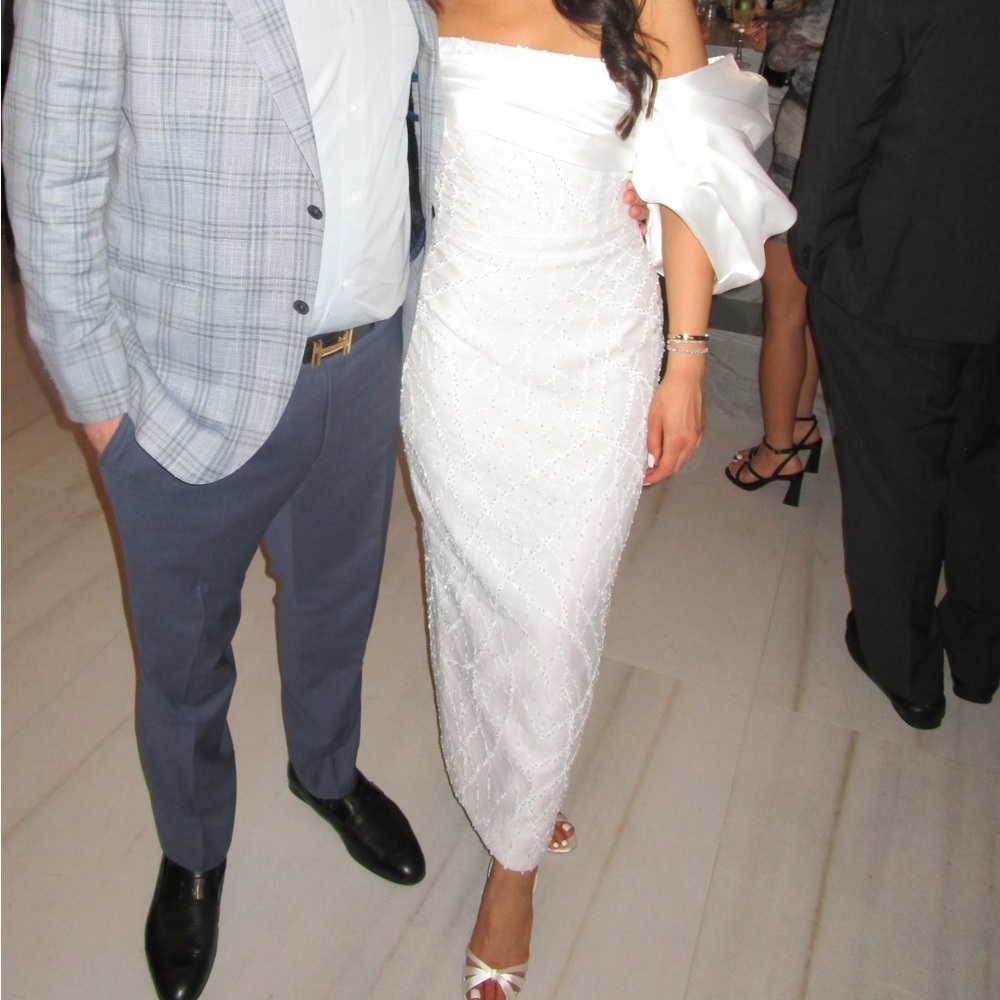 Eliya The Label White sequence midi dress